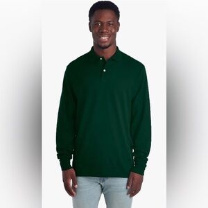 Jerzees Spot Shield Green Polo Shirt Long Sleeve | New in Bag‎ | Forest Green